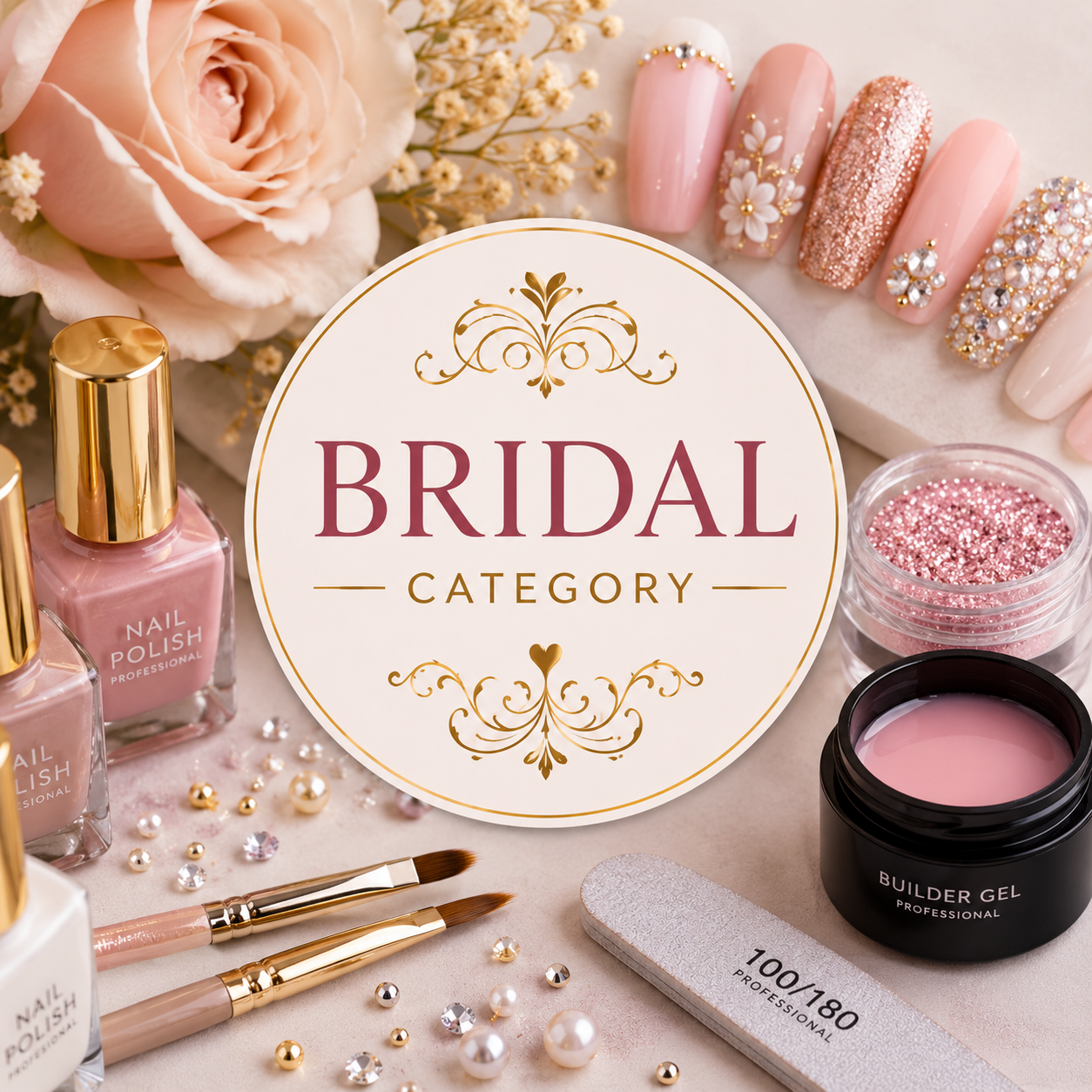Luxury Press-On Nail Set – Rose Gold Glam